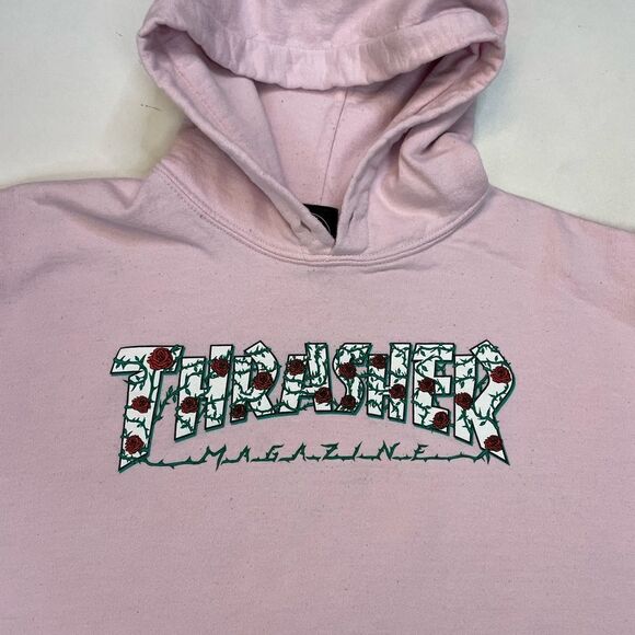Thrasher Magazine Graphic Pullover Hoodie Women Small Pink - Picture 2 of 6